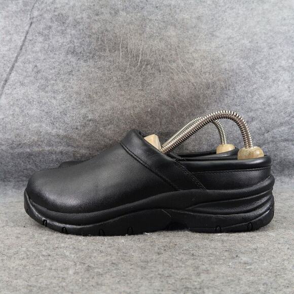 Pothia Shoes Womens 37 Clog Slip On Comfort Walking Work Leather Black Classic - Picture 3 of 14